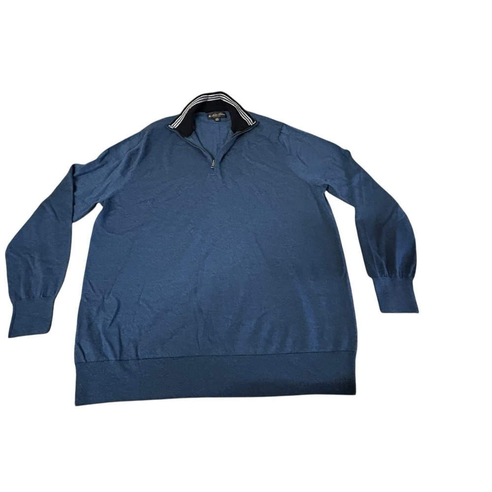 Brooks‎ Brothers Italian yarn Sweater Men's XXL Blue  Pullover 100% Merino Wool